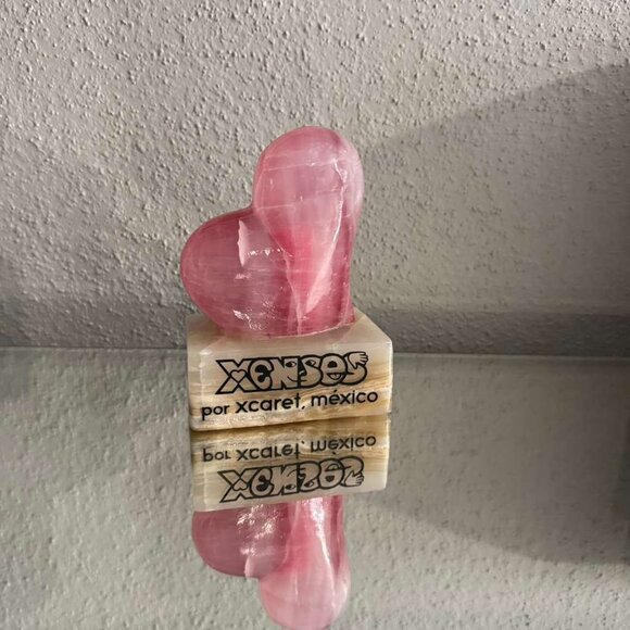 Xplor Xenses By Xcaret Mexico Rose Quartz Marble Pink Heart Lamp Night Light 5'' - Picture 7 of 10